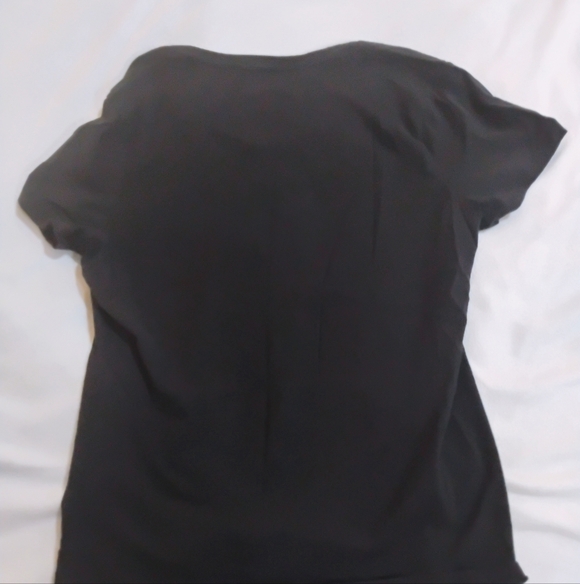 Hanes Black V-Neck Tee with Orange Glitter 'Tigers' Script - Picture 4 of 6